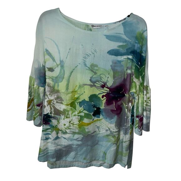 Jams World Shirt Womens XS Heavenly Floral Tropical Tunic Top Coastal Beachy - Picture 1 of 8